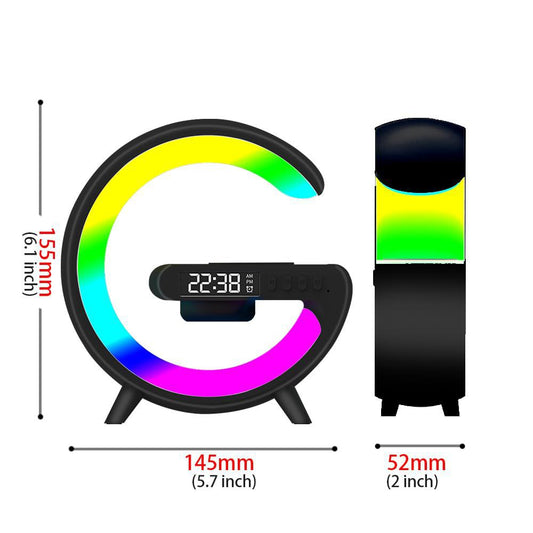 Ensemble haut-parleur Bluetooth Washranp – Réveil et lampe LED colorée – Design en forme de G